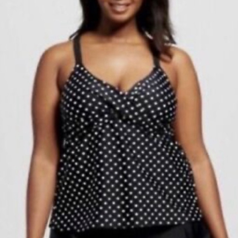 Travel Passions - Polka Dot Tankini Swim Top Only, does not have bottoms -- NWOT